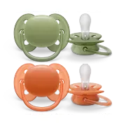 Philips AVENT - 2 Chupetas - Ultra Soft - Lisas - Verde/Laranja - 18M+