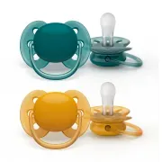 Philips AVENT - 2 Chupetas - Ultra Soft - Lisas - Verde/Ocre - 6 18M