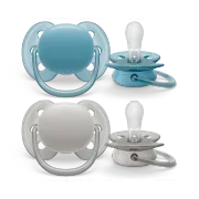 Philips AVENT - 2 Chupetas - Ultra Soft - Lisas - Azul/Cinzento - 6-18M