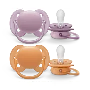 Philips AVENT - 2 Chupetas - Ultra Soft - Lisas - Roxo/Laranja - 6-18M