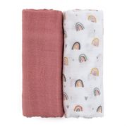 Fraldas de musselina de bambu Petite&Mars MISTY Rose Rainbows