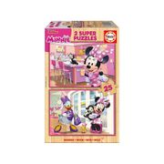Puzzle EDUCA 2x Super Puzzle 25 Madeira Minnie Happy Helpers (Idade Mínima: 3 Anos - 50 Peças)