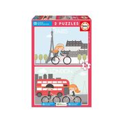 Puzzle EDUCA Educa SOS 2x48 Paris & London (Idade Mínima: 4 Anos - 96 Peças)