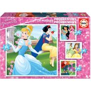 Puzzle EDUCA 4x Puzzle Progressivo Disney Princess 12-25 (Idade Mínima: 3 Anos - 25 Peças)
